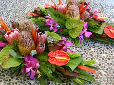Native and tropical flower arrangements