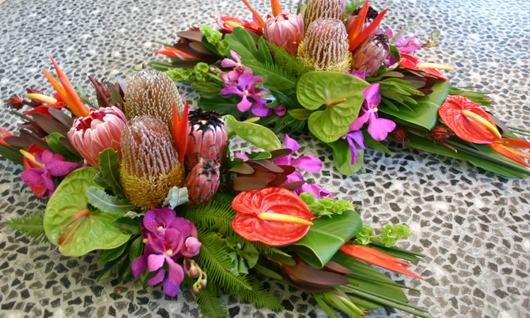 Native and tropical flower arrangements