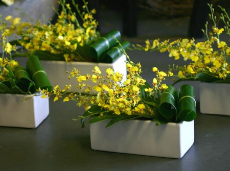 modern yellow table arrangement