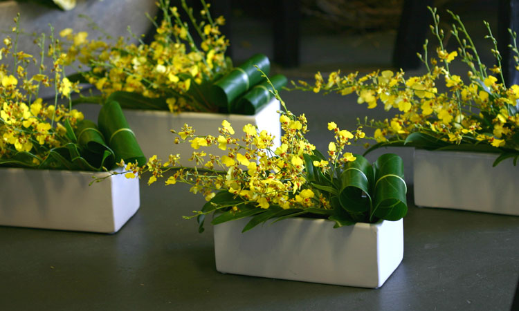 modern yellow table arrangement