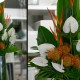 white and orange floral reception arrangement