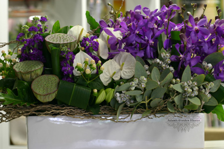 gold coast arrangement delivered purple white corporate