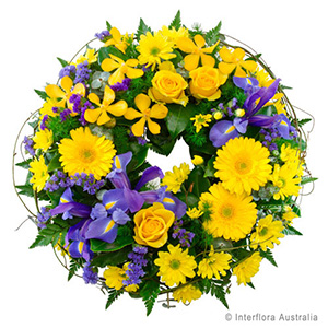 yellow-purple-floral-wreath-round