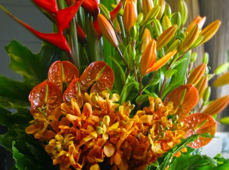 close-up floral arrangement broadbeach corporate flowers