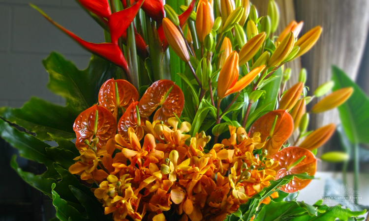 close-up floral arrangement broadbeach corporate flowers