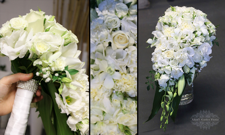 ivory white teardrop bouquet for bride