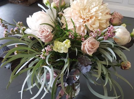 bouquet in a vase, soft and pretty. Gold Coast delivery