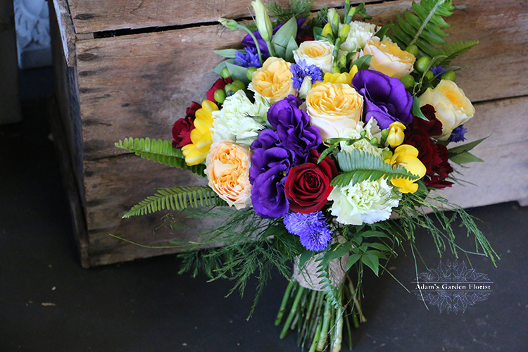 cottage field flower bright bridal bouquet