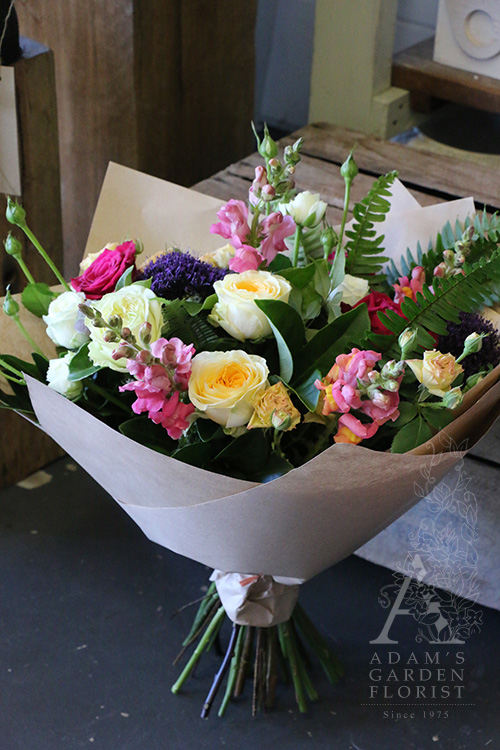 flowers in brown paper