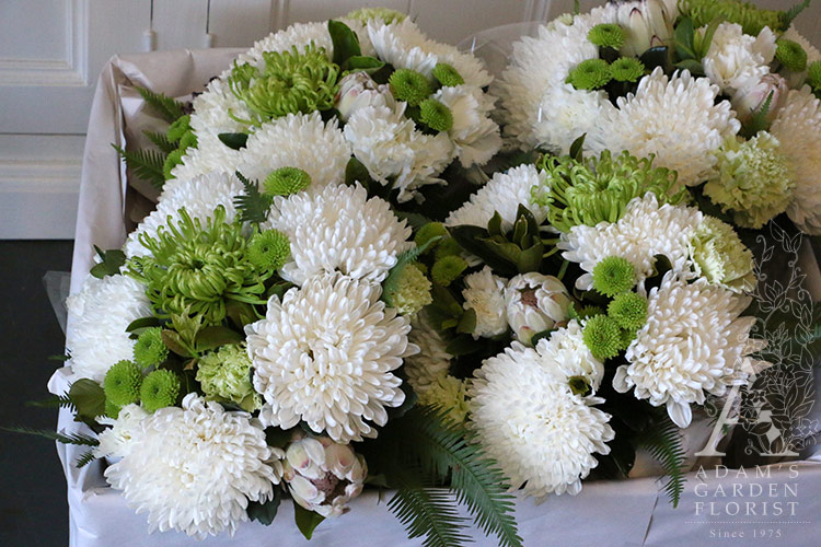 green and white bouquets