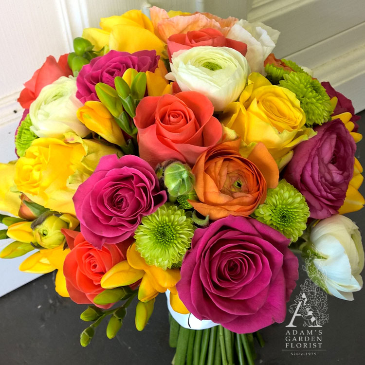 vibrant bright mixed bridal bouquet