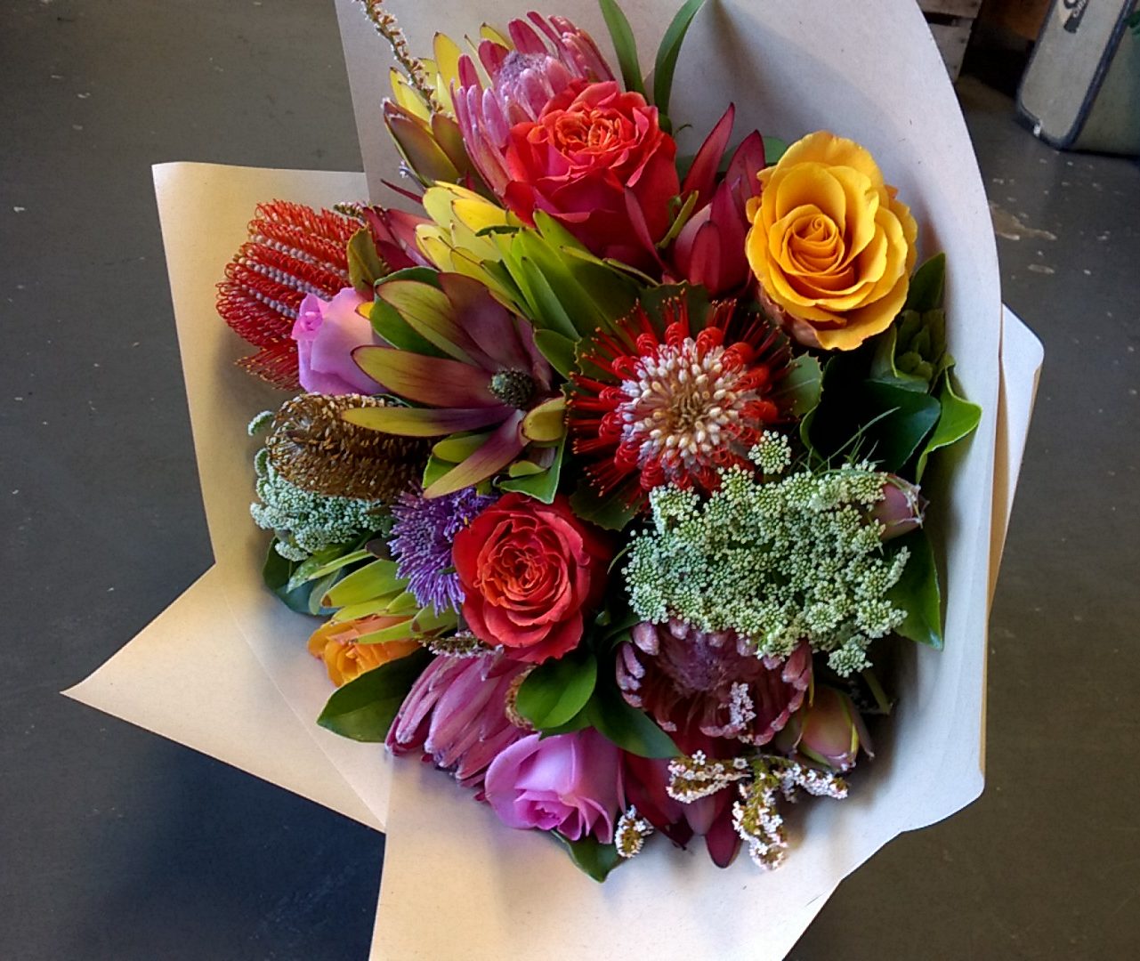 bright mixed seasonal flower bouquet gold coast delivery