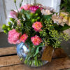 fishbowl floral arrangement pink gold coast
