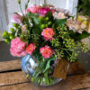 fishbowl floral arrangement pink gold coast