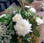 bouquet white and green sympathy flowers Gold Coast