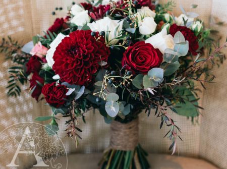 deep red and white bridal bouquet Gold Coast